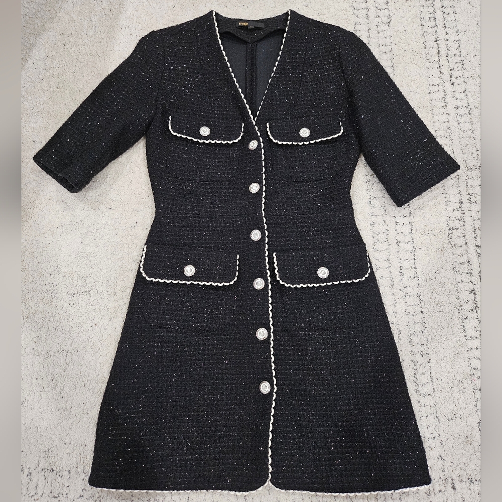 Maje Glitter Tweed Dress